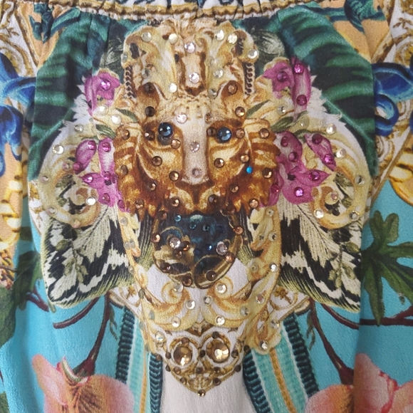 CAMILLA Silk Floral and Animal Print Off-the-Shoulder Mini Dress - Picture 8 of 14